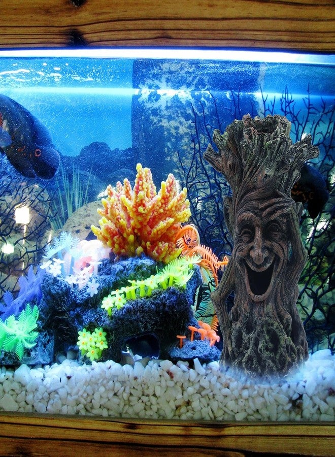 Abustle pig Fish Tank Tree Trunk Aquarium Decoration,Smiling Tree Ornament Resin Hollow Stump Root Hideout Cave Ornaments for Betta Sleeping Resting Playing Hiding - Image 2